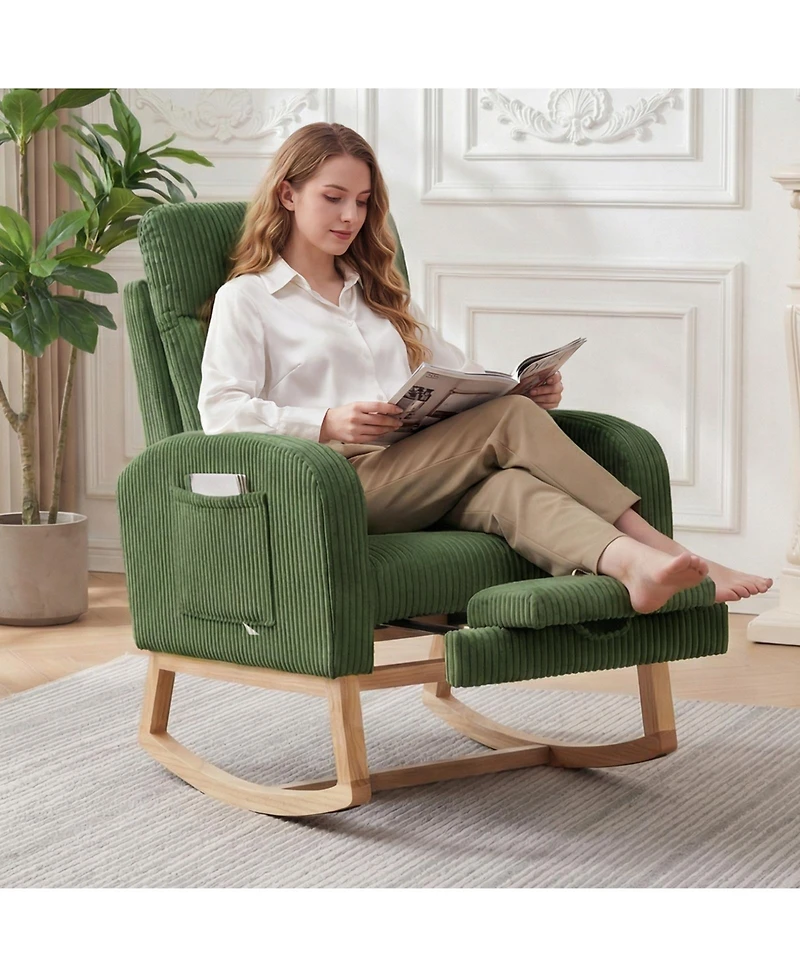 gaomon Soft Suede Upholstered Lounge Chair for Restaurant Seating Adjustable Footrest, High Backrest, Side Pockets