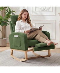 gaomon Soft Suede Upholstered Lounge Chair for Restaurant Seating Adjustable Footrest, High Backrest, Side Pockets