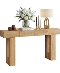 gaomon Mdf Faux Wood Console Table with Drawer - Hallway Decor, Storage Drawer, Decorative Console, Compact Table, and Modern Look.
