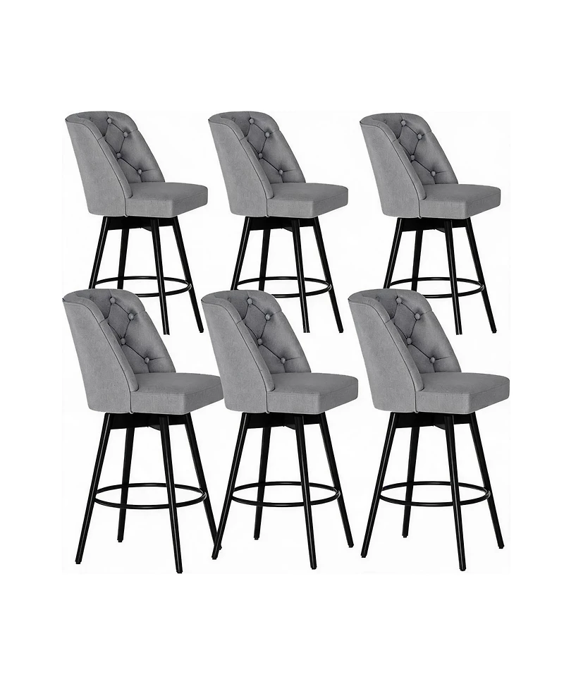 gaomon Set of 6 Upholstered Swivel Counter Stools with Backrest