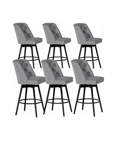 gaomon Set of 6 Upholstered Swivel Counter Stools with Backrest