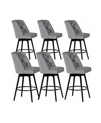 gaomon Set of 6 Upholstered Swivel Counter Stools with Backrest