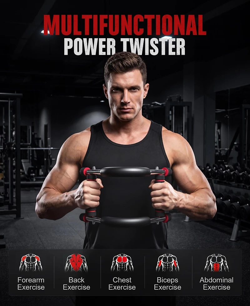 Sugift Twister Arm Trainer 90-160 lbs Adjustable Arm Chest Exerciser with 4 Springs for Men and Women