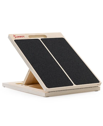 Sunny Health & Fitness Adjustable Wooden Slant Board - 450 lb Capacity Calf Stretcher and Atg Split Squat Wedge