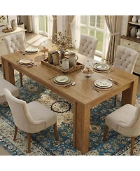 gaomon 63" Rectangular Dining Table for 4-6, Farmhouse Large Kitchen Table, Sturdy Frame, 4 Triangular Stable Legs, Thickened Tabletop