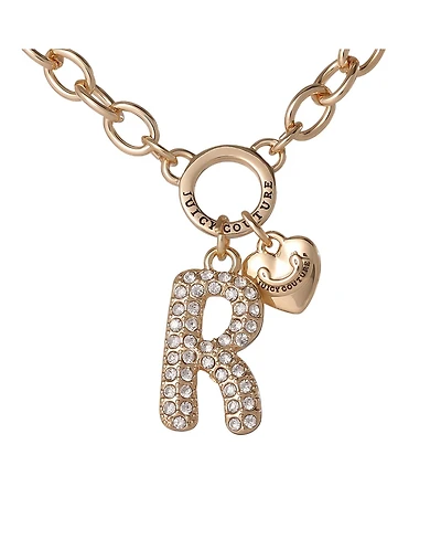 Juicy Couture Bubble Letter Necklace for Women with Clear Stones 18"+2