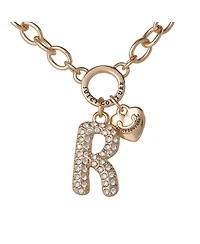 Juicy Couture Bubble Letter Necklace for Women with Clear Stones 18"+2