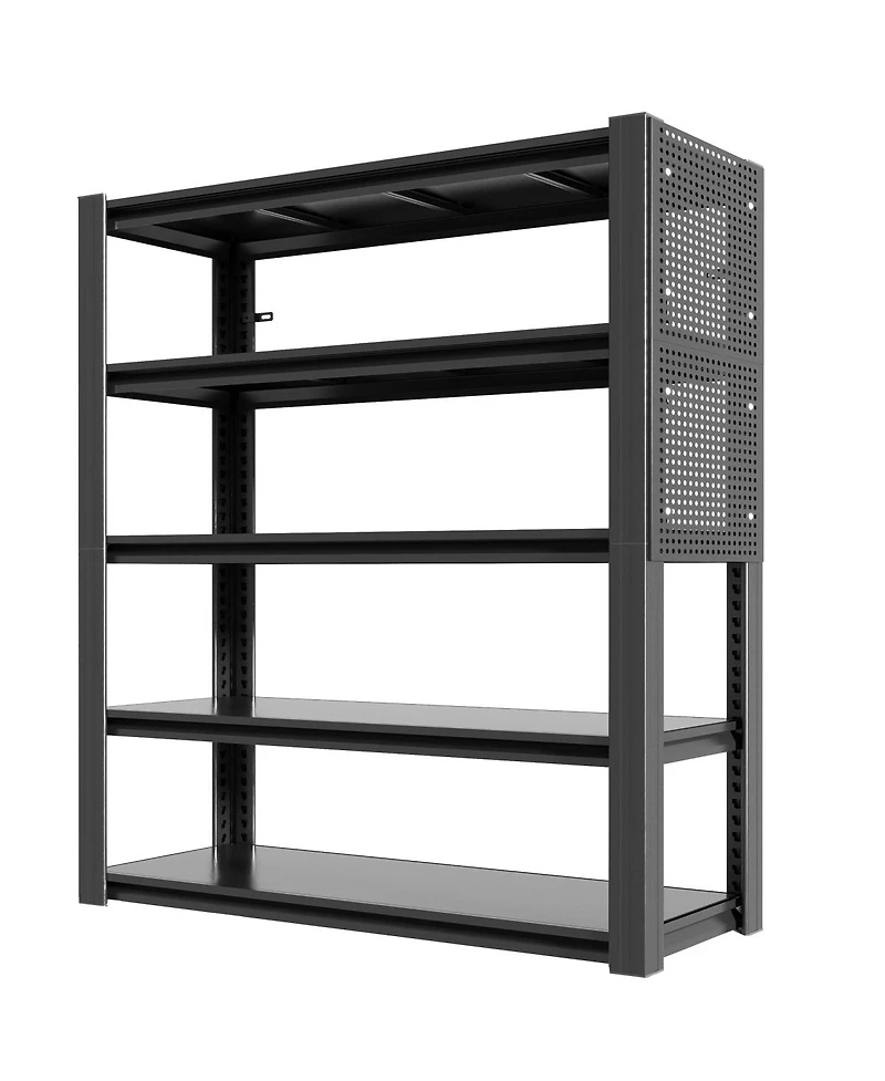 Streamdale Furniture 72"H 5-Tier Heavy-Duty Adjustable Shelving Unit with Pegboard