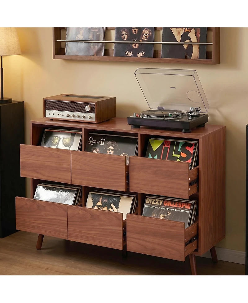 Streamdale Furniture Mid-Century Large Record Player Stand with Storage