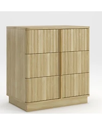 Streamdale Furniture 25.39" Vertical Stripe Vintage 3-Drawer Nightstand Retro Cabinet