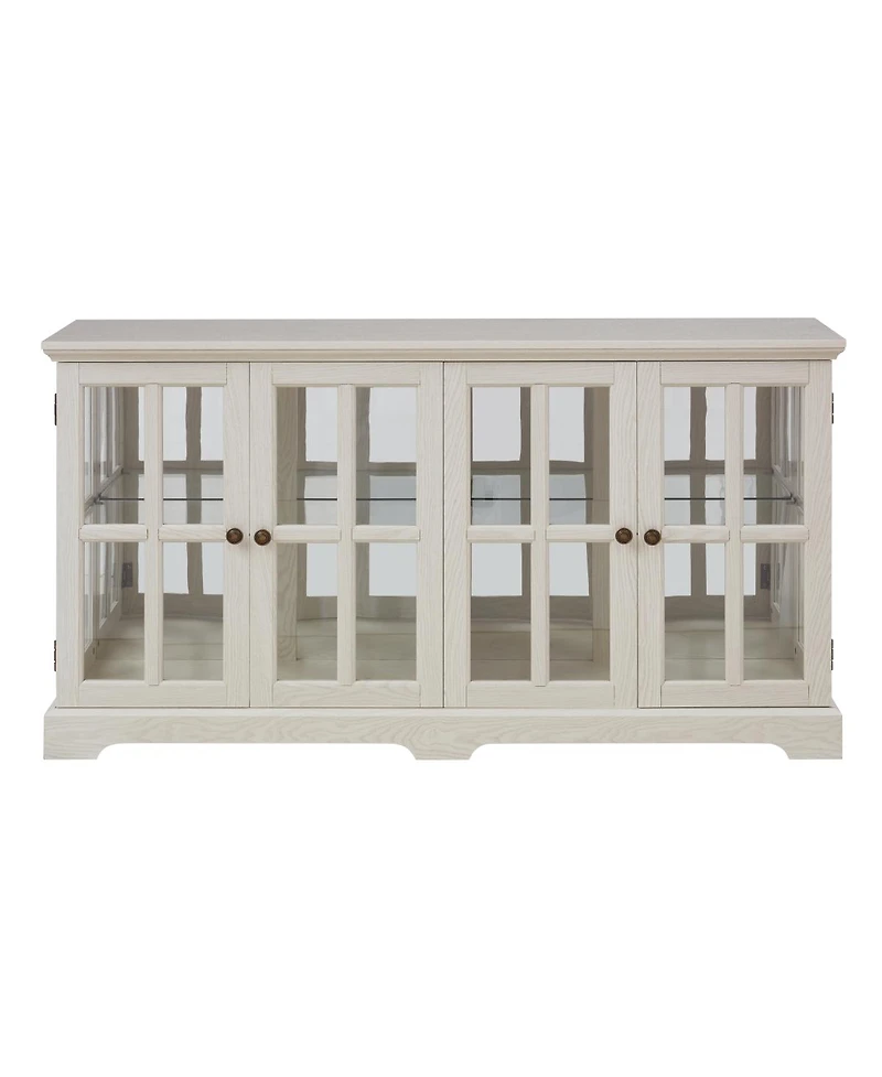Streamdale Furniture 4-Door Antique Led Curio Display Cabinet with Adjustable Glass Shelves