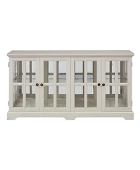 Streamdale Furniture 4-Door Antique Led Curio Display Cabinet with Adjustable Glass Shelves