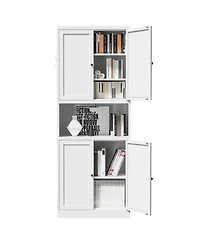 Streamdale Furniture 72" Steel Kitchen Pantry Cabinet with Countertop and Adjustable Shelves