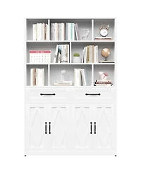 Streamdale Furniture 71" Metal Bookcase with 2 Doors, 2 Drawers and Open Shelves