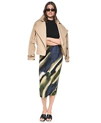 Dkny Women's Printed Rib Knit Pencil Midi Skirt