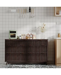 homfan Fluted 7 Drawer Dresser with Curved Profile and Metal Handles for Bedroom, Living Room, Entryway, Closet