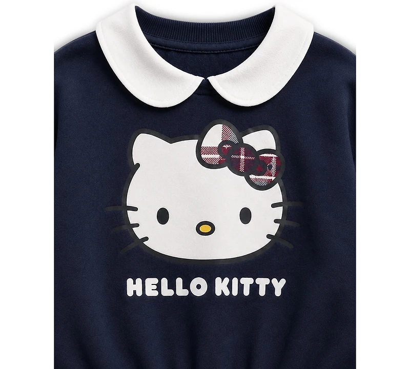 Hello Kitty Girls' 2T-6X Peter Pan Collar Sweatshirt and Skirt, 2-Piece Set