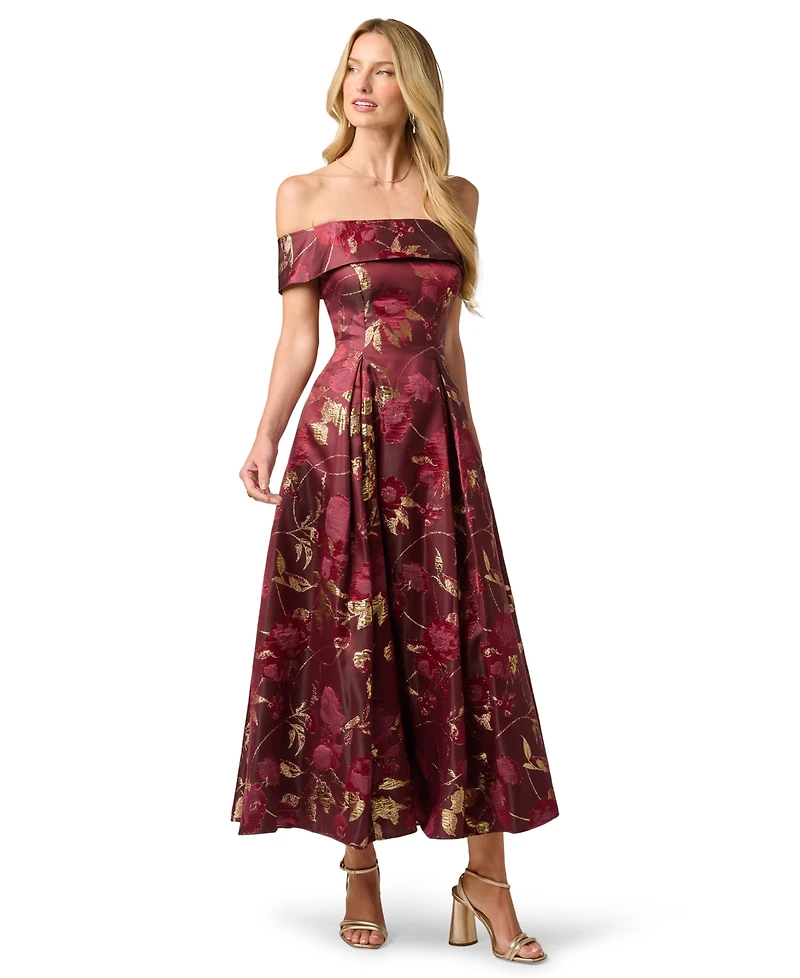 Adrianna Papell Women's Off-The-Shoulder Midi Dress