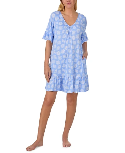 Ellen Tracy Women's Short-Sleeve V-Neck Pull-On Sleep Tunic