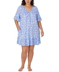 Ellen Tracy Plus V-Neck Flutter-Sleeve Jersey Chemise
