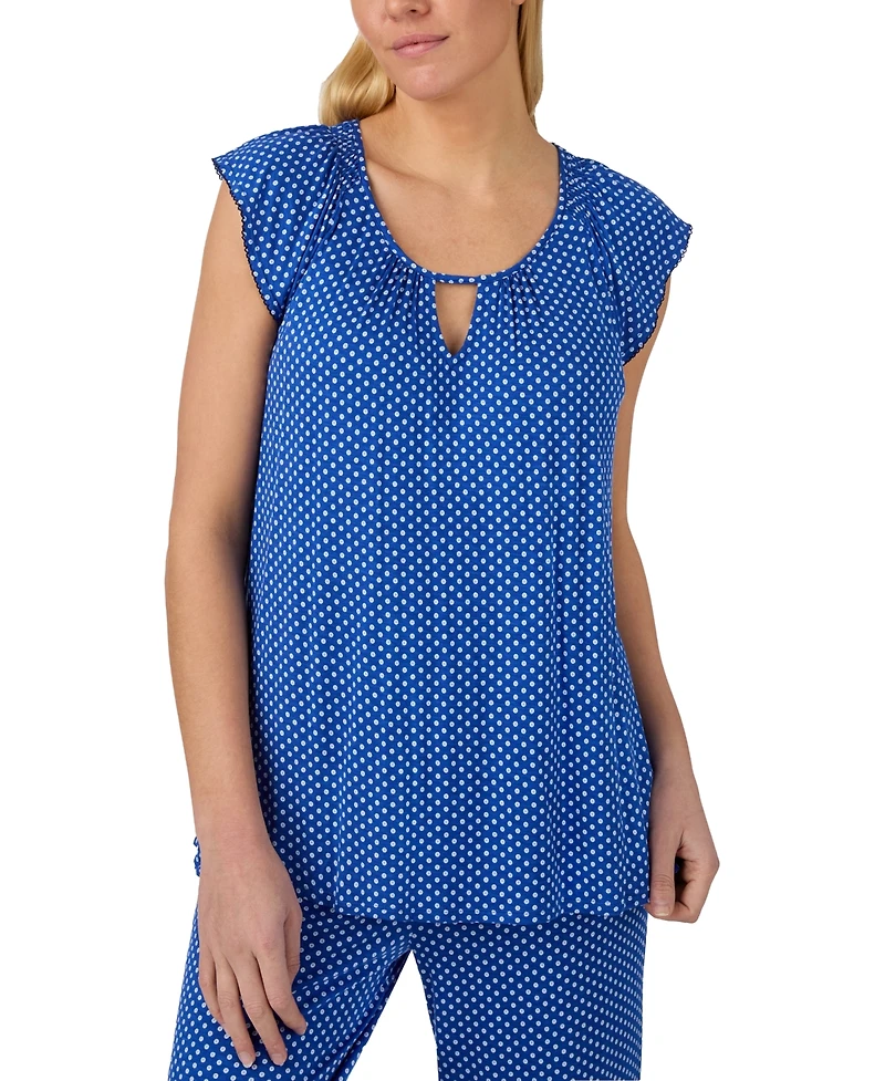 Ellen Tracy Women's Scoop Neck Top & Cropped Pajama Pants, 2-Piece Set