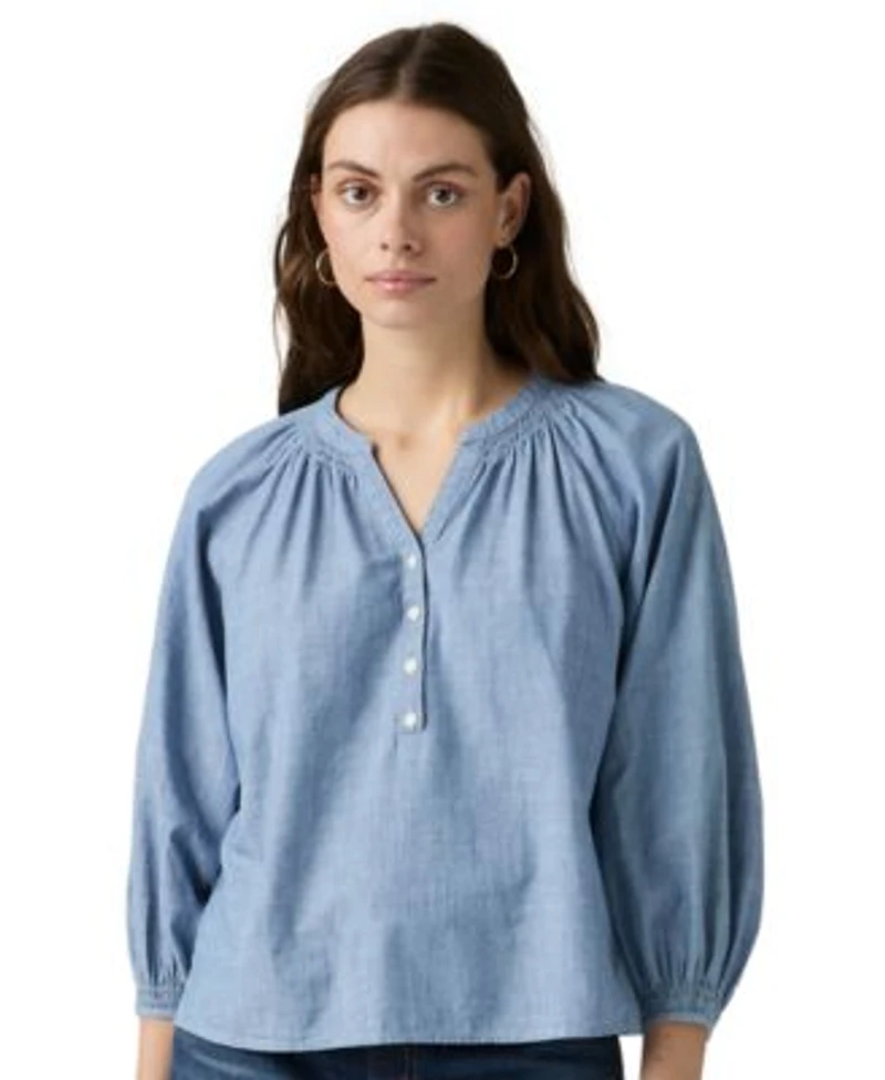 Womens Reverie Split V Neck Blouse