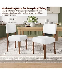 gaomon Set of 2 White Upholstered Dining Chairs with Wood Legs, Modern Armless Kitchen Chairs