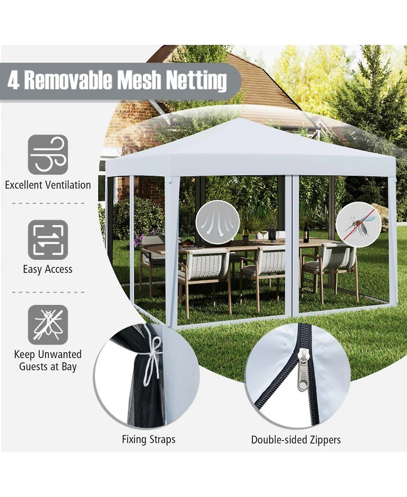 Gouun 10 x 10 Feet Pop Up Canopy Tent with Mesh Netting and Easy Setup