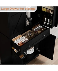 homfan 71'' Kitchen Storage Pantry Cabinet, 4-Door Freestanding Cabinet with 6 Shelves and 1 Drawer, Cupboard