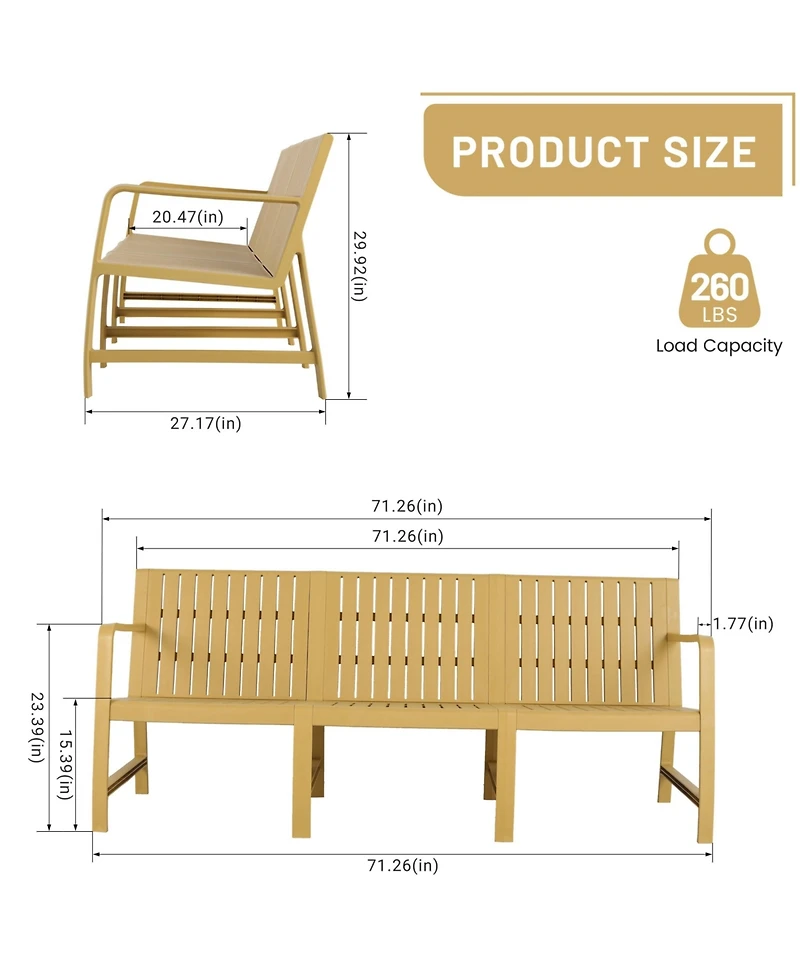 Mondawe 3 Seater Patio Waterproof Pp Material Sofa