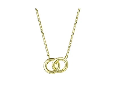 Genevive Minimalist Stylish Sterling Silver Two Rings Chain Necklace