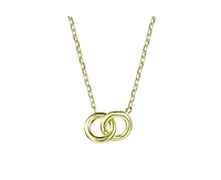 Genevive Minimalist Stylish Sterling Silver Two Rings Chain Necklace