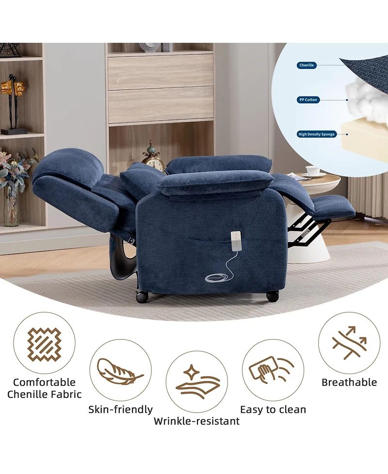 Dyhome Power Recliner Chair with Chenille Upholstery and Lumbar Pillow