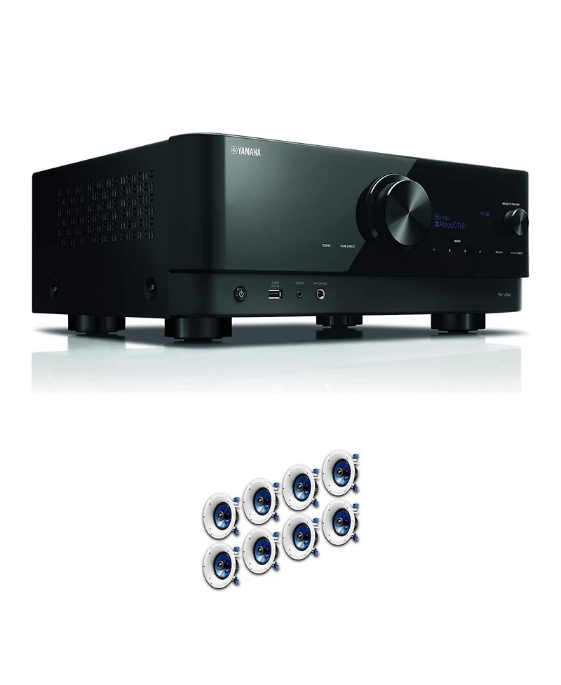 Yamaha Rx-V6A 7.2-Channel Av Receiver with 8 Ceiling Speakers