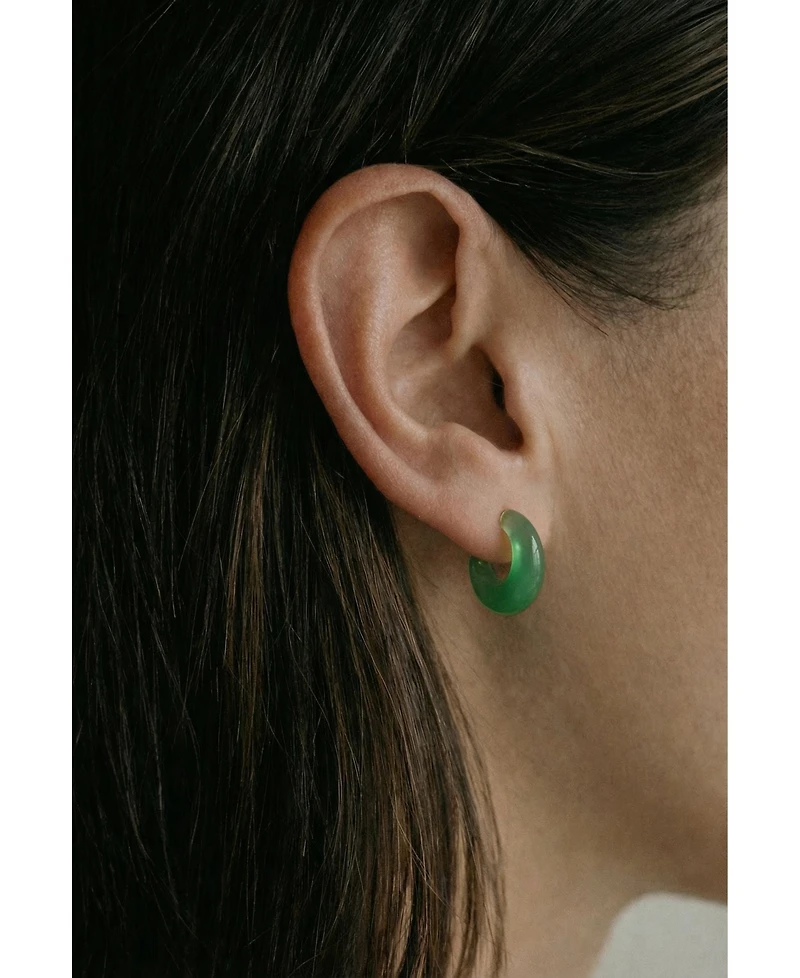 Half moon — Green chalcedony earrings
