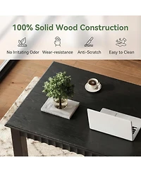 Tribesigns Computer Desk, Solid Wood Home Office Desk with Sturdy Wooden Legs, Rustic Large Table for Writing, Reading, Study