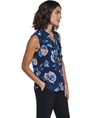 Karl Lagerfeld Paris Women's Sleeveless V-Neck Blouse