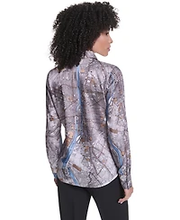 Karl Lagerfeld Paris Women's Long-Sleeve Button-Front Blouse