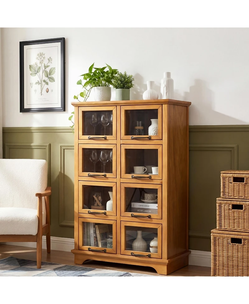 sumyeg Modern Storage Cabinet with 8 Doors,Display Cabinet
