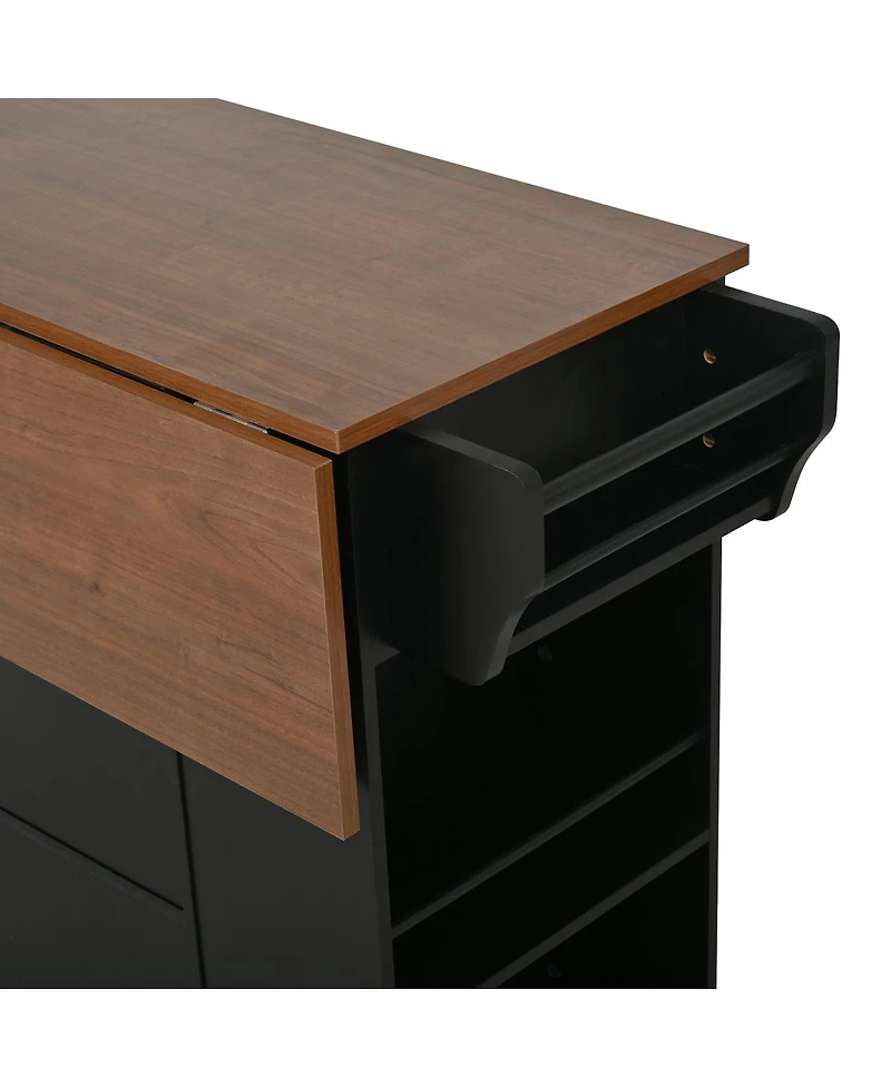 Streamdale Furniture 54" Mobile Kitchen Island with Storage, Power Outlet