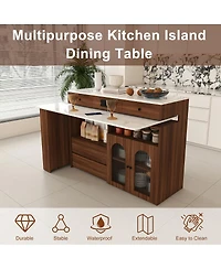 Streamdale Furniture Rotating Kitchen Island with Extendable Table and Storage