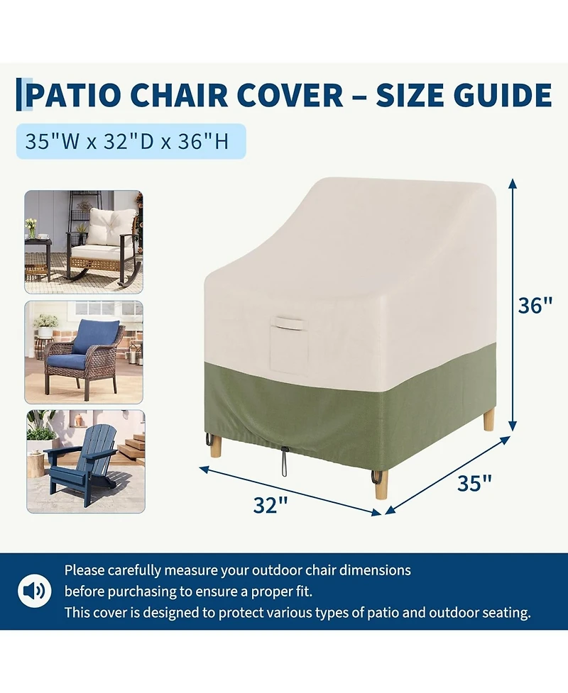 homfan Patio Chair Covers 2 Pack – Waterproof Outdoor Covers, Heavy Duty for Wicker Swivel Chairs, Fits 32"W x 35"D x 36"H