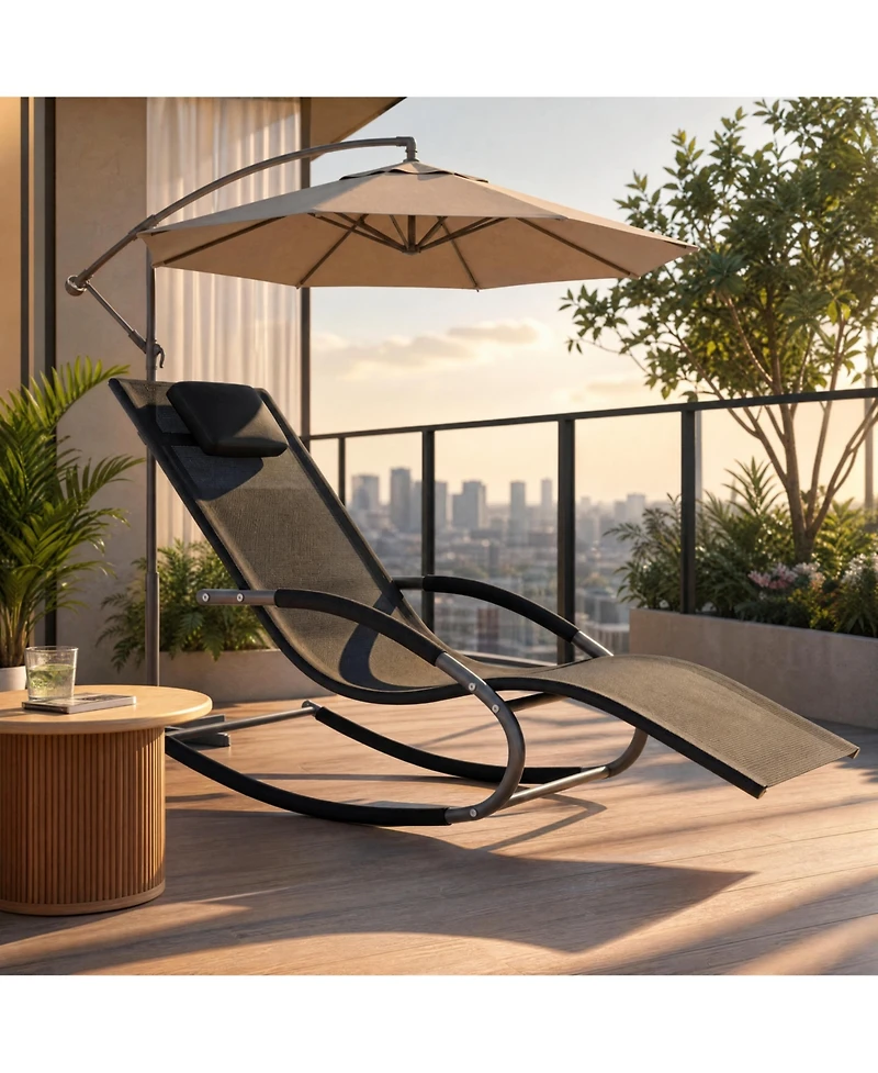 GarveeLife Adjustable Outdoor Lounge Chair – All-Weather Steel Frame, Breathable Mesh, Removable Pillow, Patio Chaise Lounger for Pool, Garden, Yard