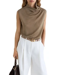 Reiss Women's Honey Wool Funnel-Neck Sleeveless Knit Top