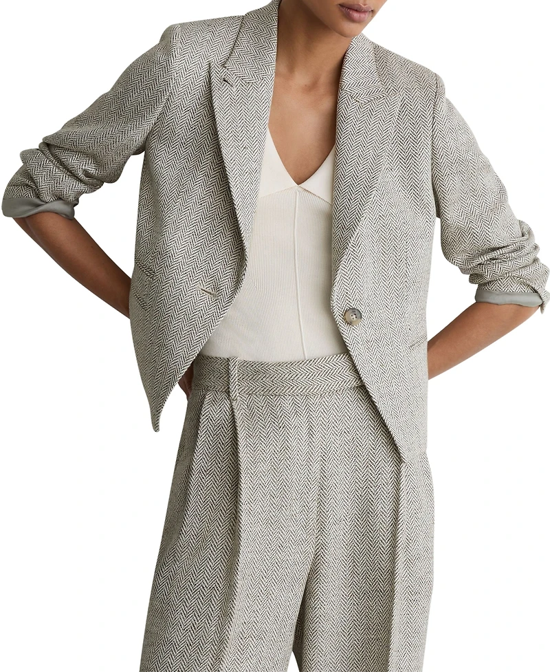 Reiss Women's Ezra Herringbone Cropped Suit Blazer