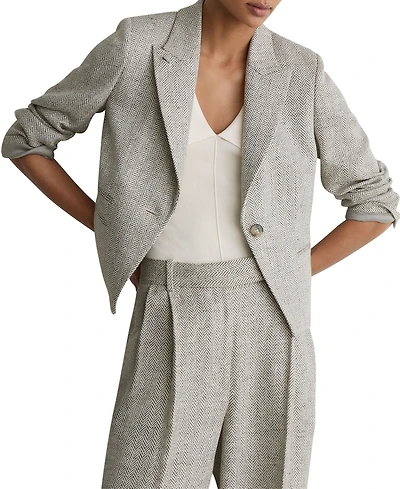 Reiss Women's Ezra Herringbone Cropped Suit Blazer