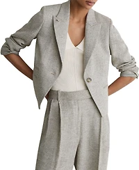 Reiss Women's Ezra Herringbone Cropped Suit Blazer