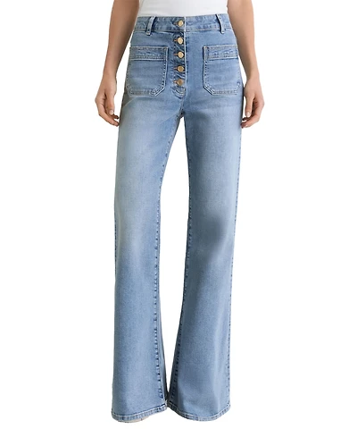 Reiss Women's Cali High-Rise Flared Cotton-Blend Jeans