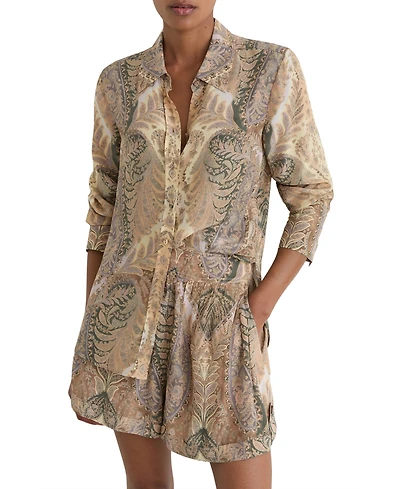 Reiss Women's Katiya Paisley-Print Collared Shirt