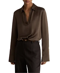 Reiss Women's Marina Silk Open-Collar Blouse